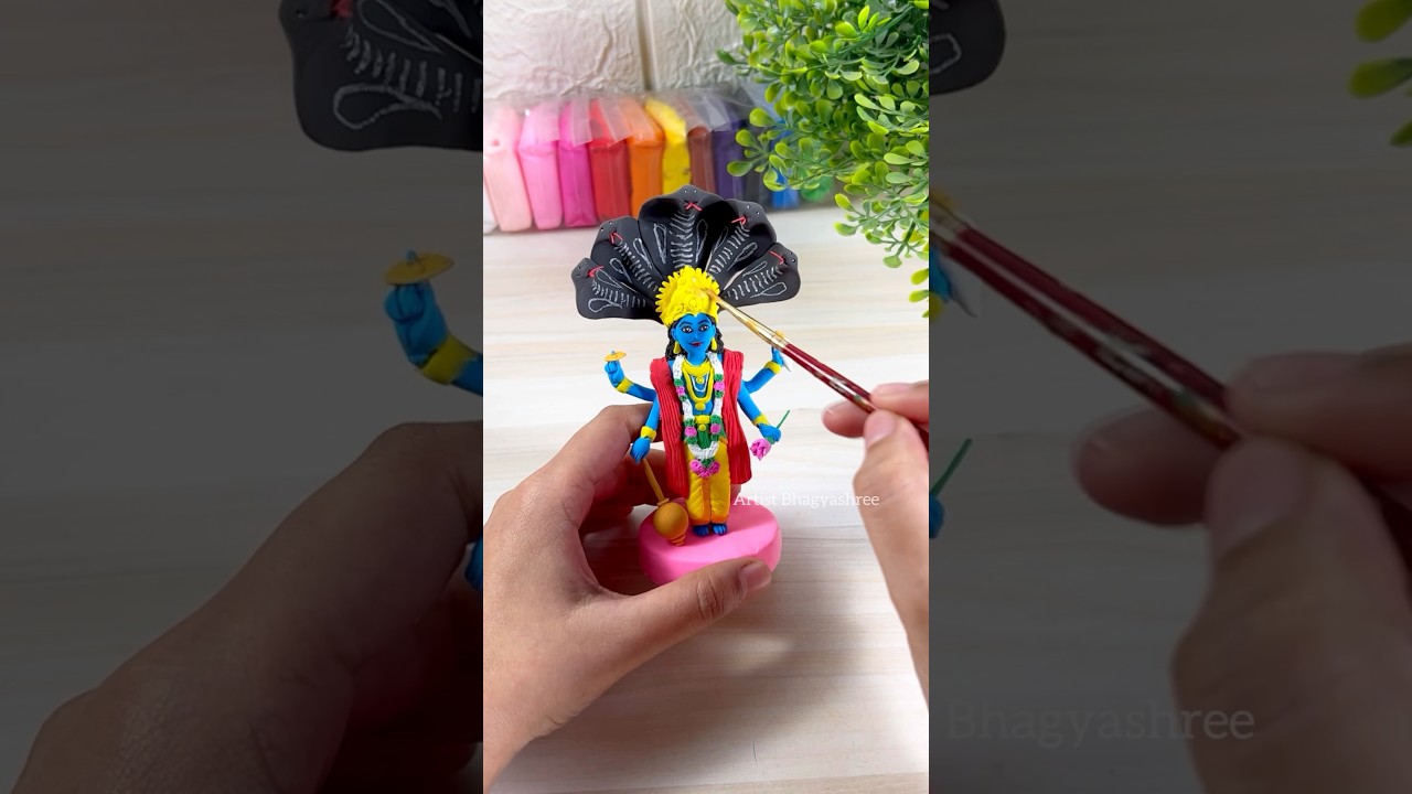 Making Vishnu Ji With Super Clay ❤️🙏🏻 | DIY Super Clay Lord Vishnu 😍 #viral #clayart #shorts