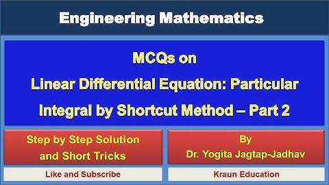 Multiple Choice Question MCQ Linear Differential Equation Particular Integral by Shortcut Method-II