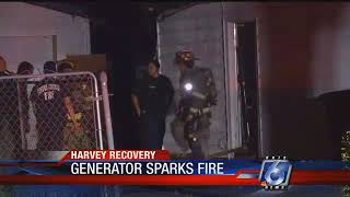Generator catches fire and ignites home