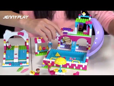 Jenny play!헬로키티 시리즈 2 메가블럭 헬로키티 수영장 블럭놀이 세트 장난감 놀이 Mega Bloks hello kitty swim water park set