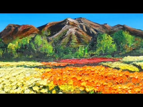 油絵】【くじゅうの峰、マリーゴールドの海】 #油絵 #手書き #アート