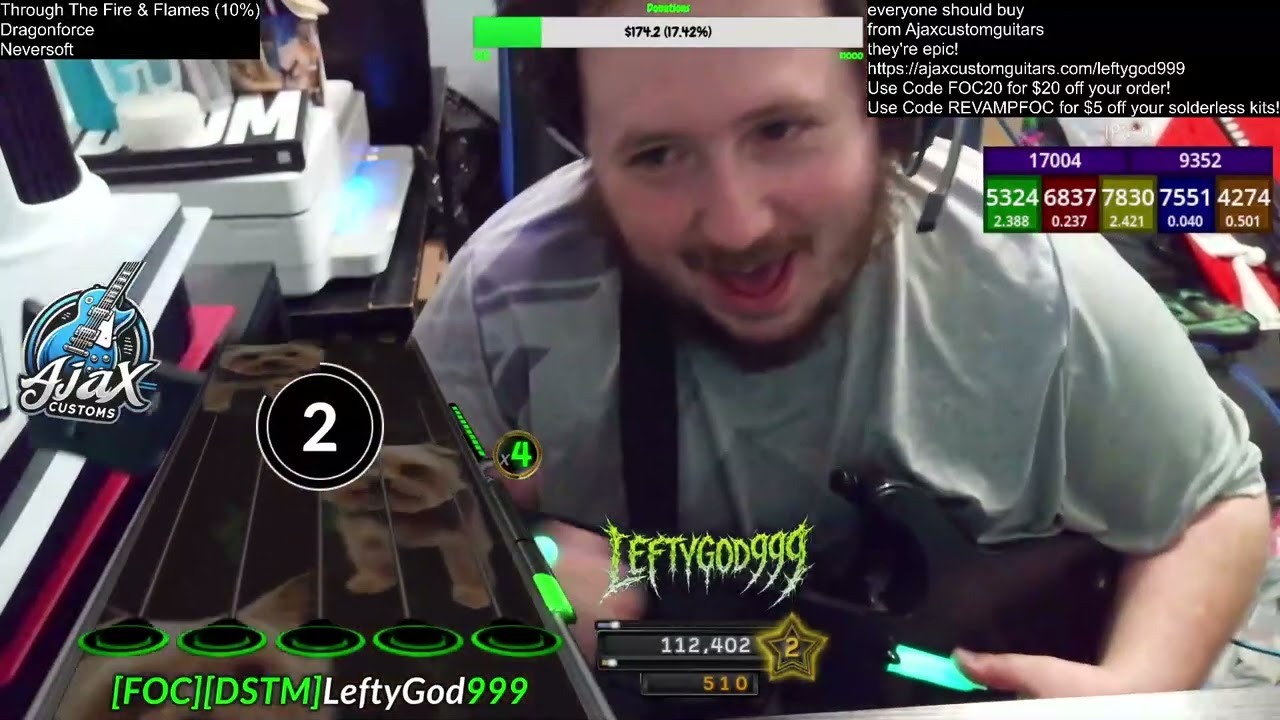 Through The Fire and Flames FC Guitar Expert Leftygod999 Dedication to CarnyJared Speed 10% WR