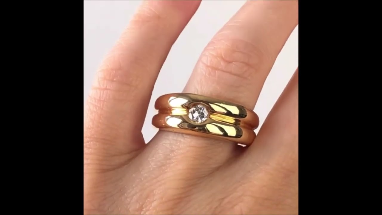Bague Vintage Plaquée Argent Avec Brillants - Taille 61 (FR), Belle Qualité, Occasion