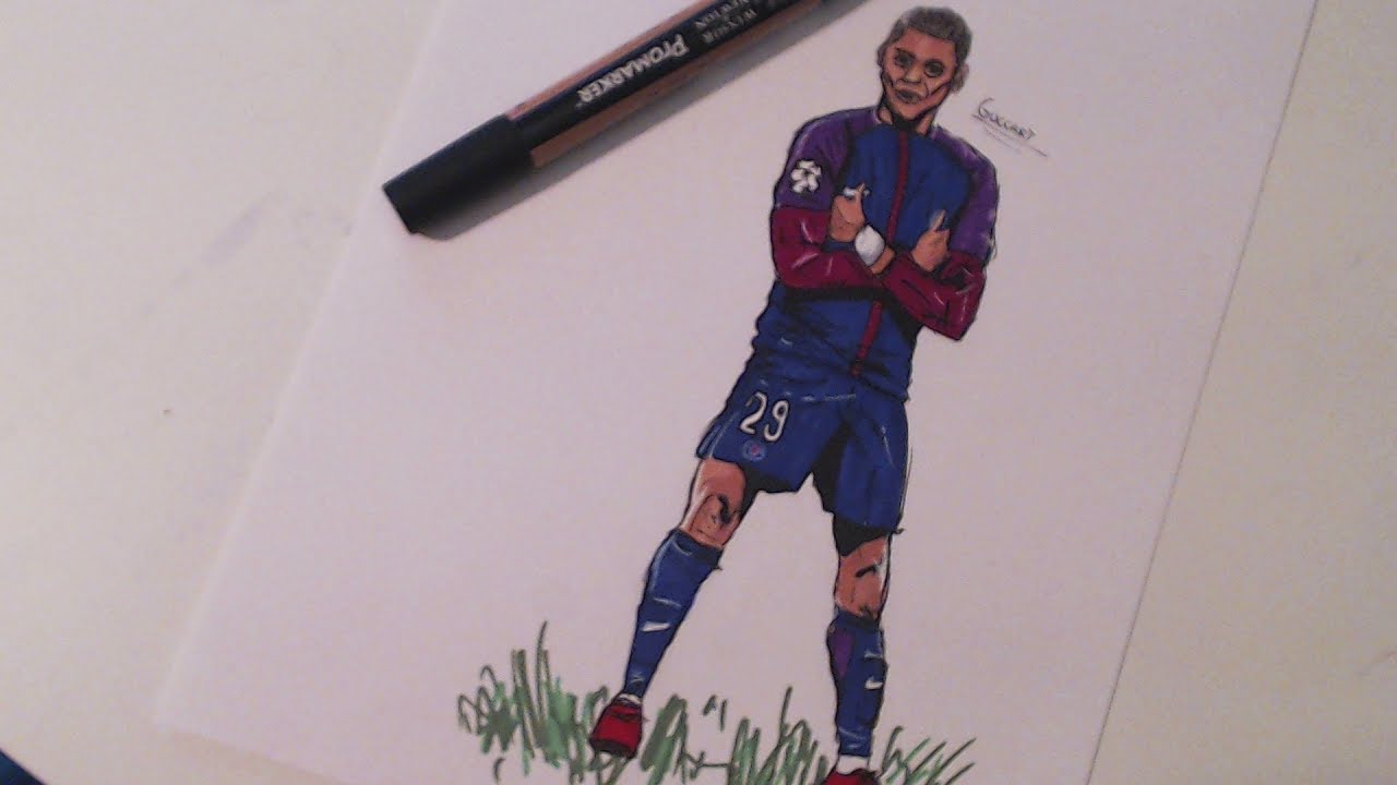 Speed Drawing - KYLIAN MBAPPÉ "Cartoon Style" - YouTube