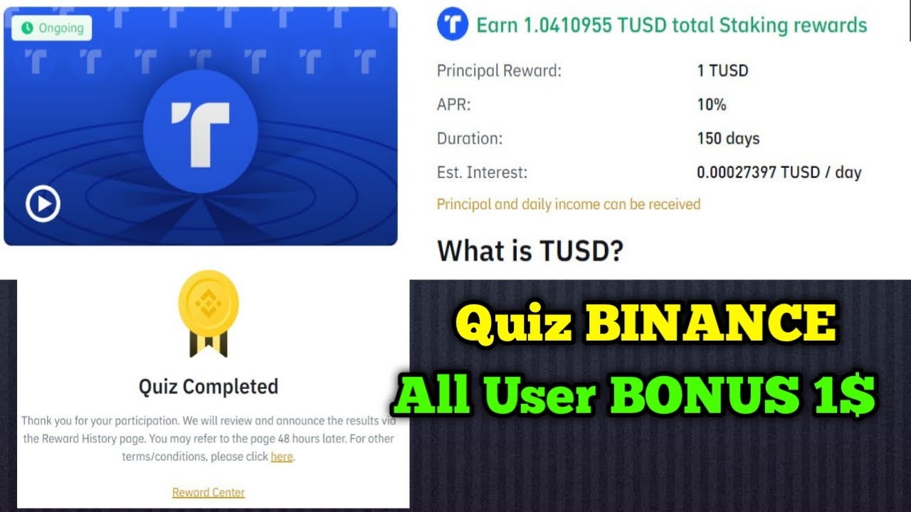 Event Quiz Binance All User Bonus 1TUSD YouTube