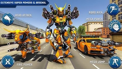 Bull Robot Car Transforming Games Robot Shooting | City Rescue Bull Robot Car Android GamePlay