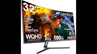 SANSUI 32” Curved 180Hz Gaming Monitor Review 🔥 WQHD VA Display Best Budget Curved Monitor 2026