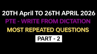 PTE Listening Write from Dictation (Part-2) April 2026 Exam Prediction | Write from Dictation 2026