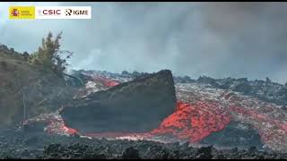 19/10/21 Enorme bloque errático se desplaza hacia Tajuya. Erupción La Palma. (IGME-CSIC)
