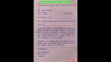 Application for linking aadhar card number with Bank account