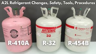 a2l refrigerants r-454b and r-32 explained! bottles, changes, rules, tools!