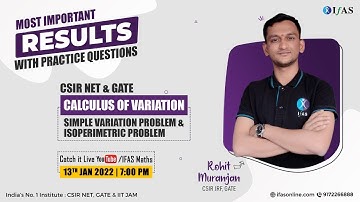 CSIR NET Mathematics Calculus Of Variation Simple Variation Problem & Isoperimetric Problem