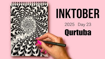 Inktober Tangles 2025 🌸 Day 23 - Qurtuba | Zentangle Doodle Tutorial for Beginners