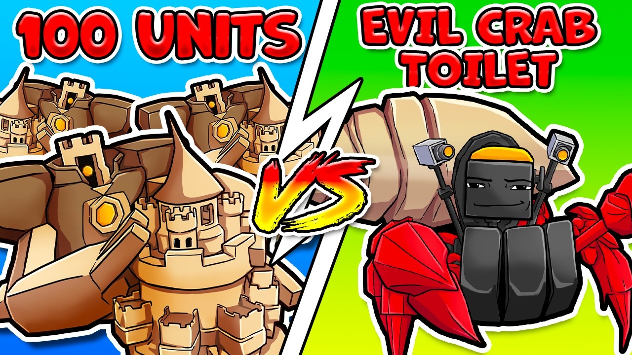 100 Units VS NEW EVIL CRAB BOSS in Toilet Tower Defense