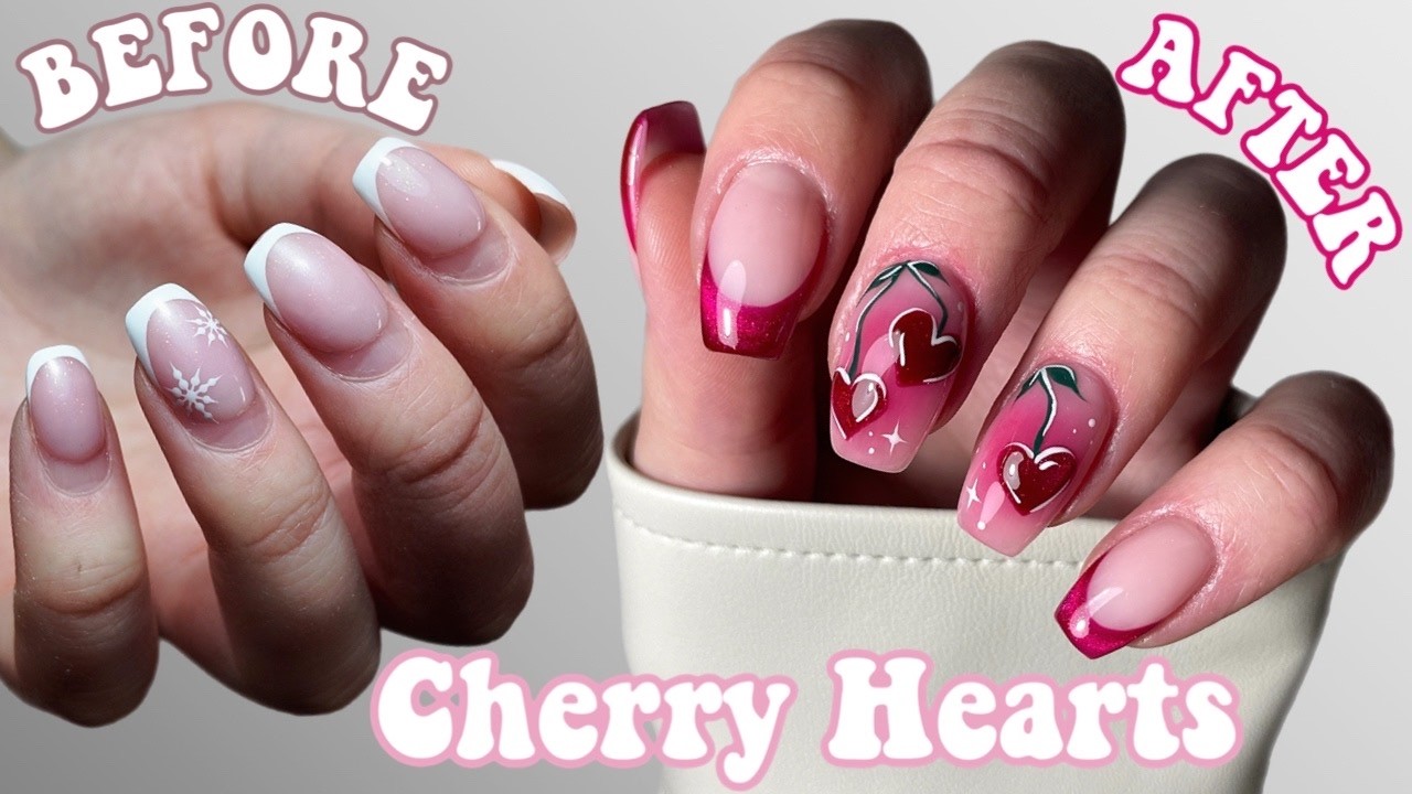 Приходи и сделай мне маникюр! 💅🏻 Вишнёвые сердечки 🍒