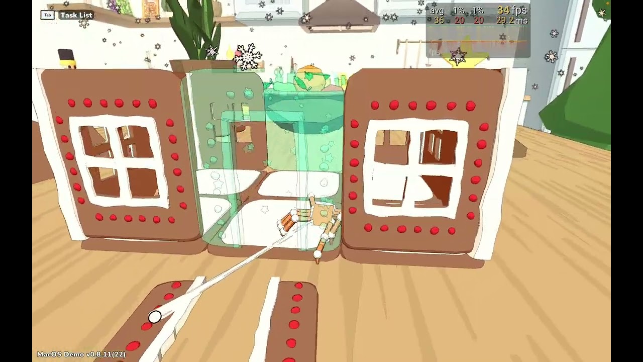 Getting the gingerbread roof on with the box - A Webbing Journey Demo