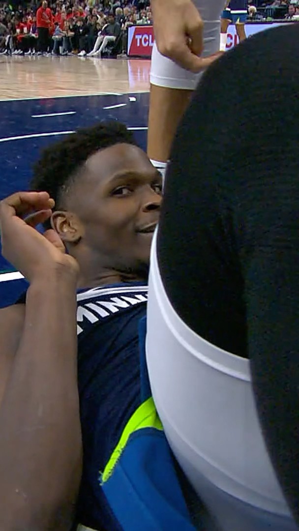 Edwards gets to the hoop and picks up the foul with the basket!