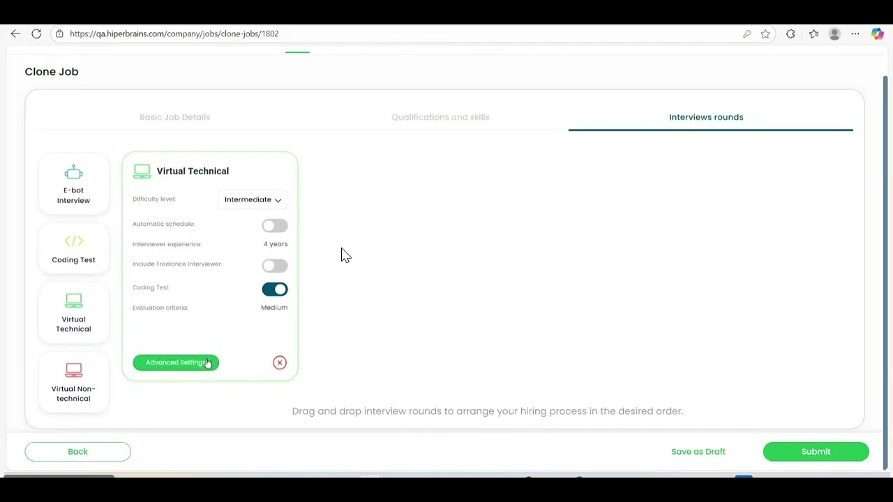Job Post & Virtual Interview Setup | Platform Recording Demo