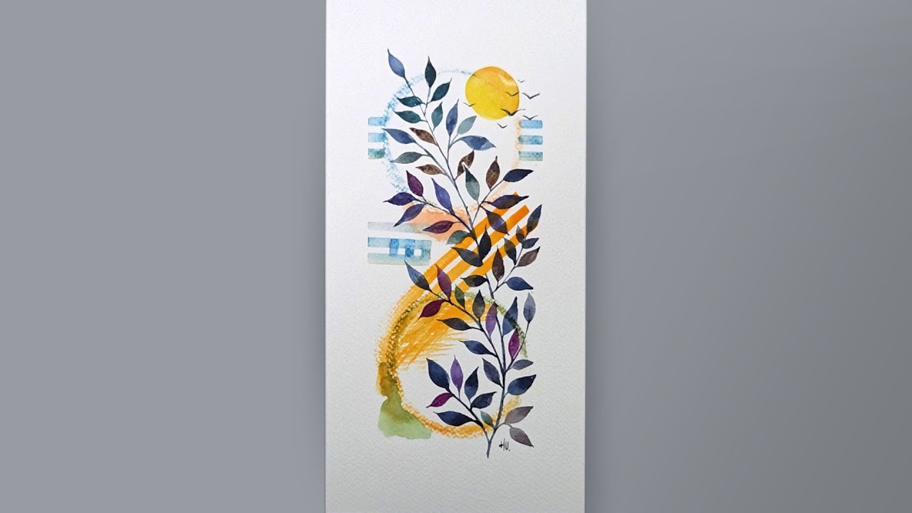 Boho Botanical Watercolor | Color Balance Study with Leaves & Flow