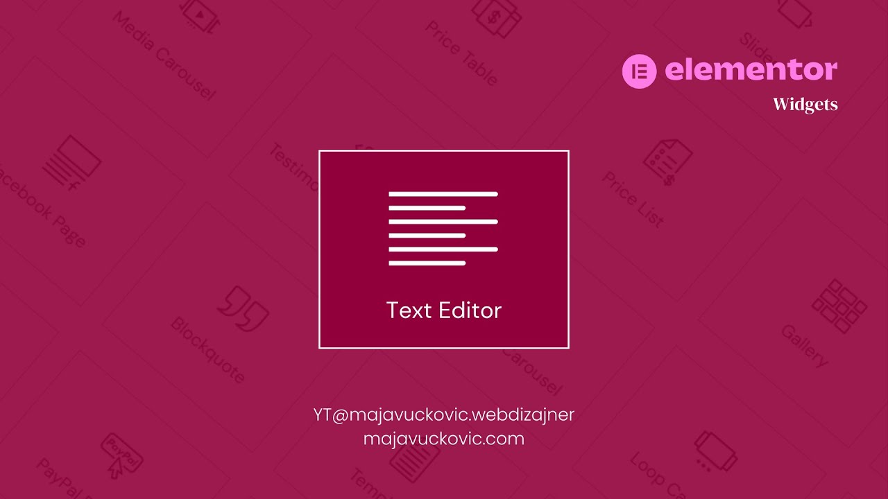 Text Editor | Elementor Widgets | Elementor kurs za početnike - YouTube