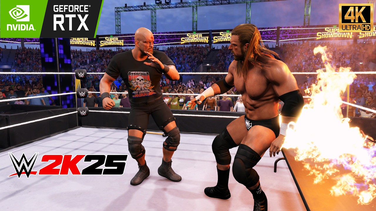 WWE 2k25 : Triple H vs Steve Austin – Who Survives? 🤯  (4K60fps)