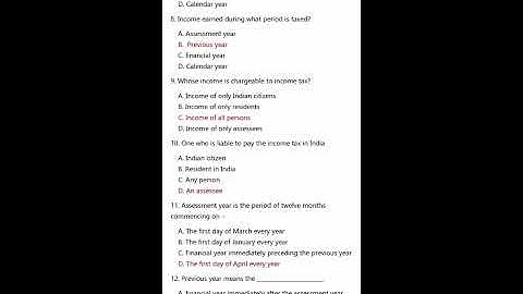 TYBCOM SEM V | DIRECT TAX | BASIC CONCEPTS | IMPORTANT MCQ