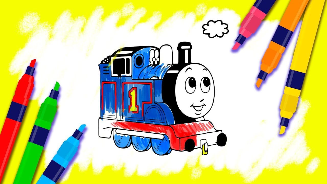How to Paint Thomas Train Art Сolours for kids with Colored Markers