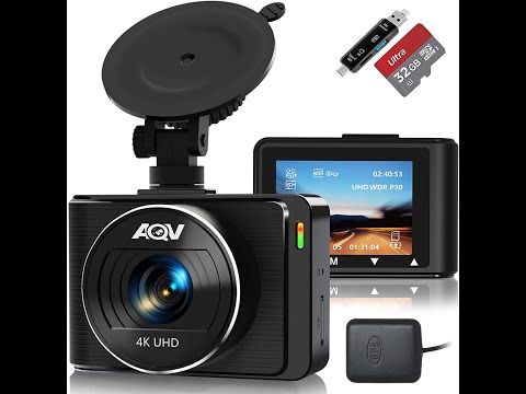 Dash Cam AQV 4K Telecamera per Auto GPS 170° Angolo 2K Visione Notturna Registrazione in Loop Scheda