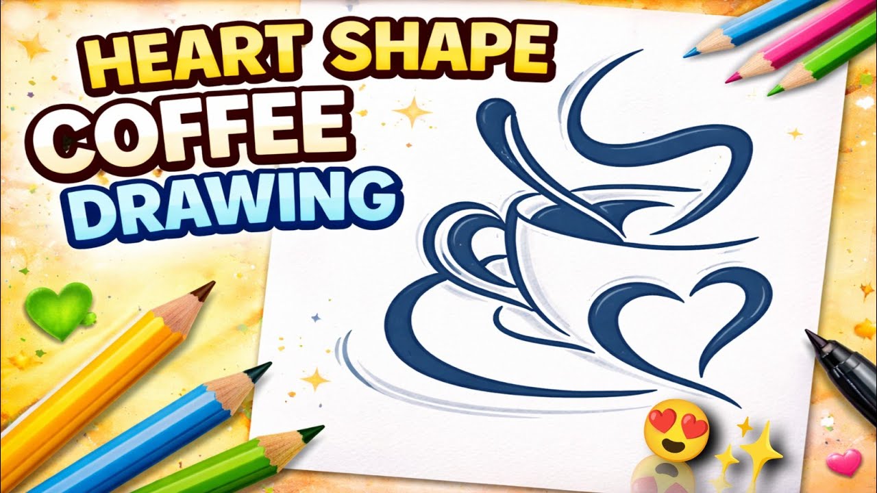 Heart Shape Coffee Cup Drawing | Creative Coffee Art Design