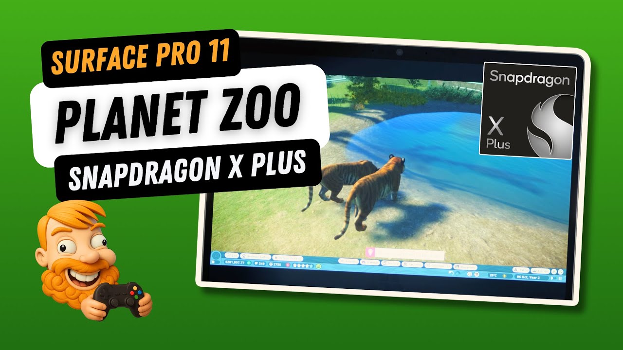 Planet Zoo on Snapdragon X Plus - Surface Pro 11 Gaming - FPS & Performance