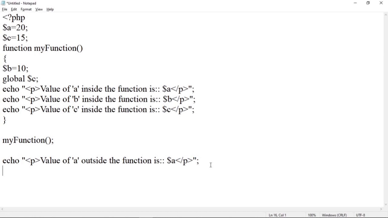 PHP Variables,Scope of variables# Server side Scripting with PHP
