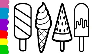 Four Icecream| Drawing video| Drawing Four cute Icecream step by step||