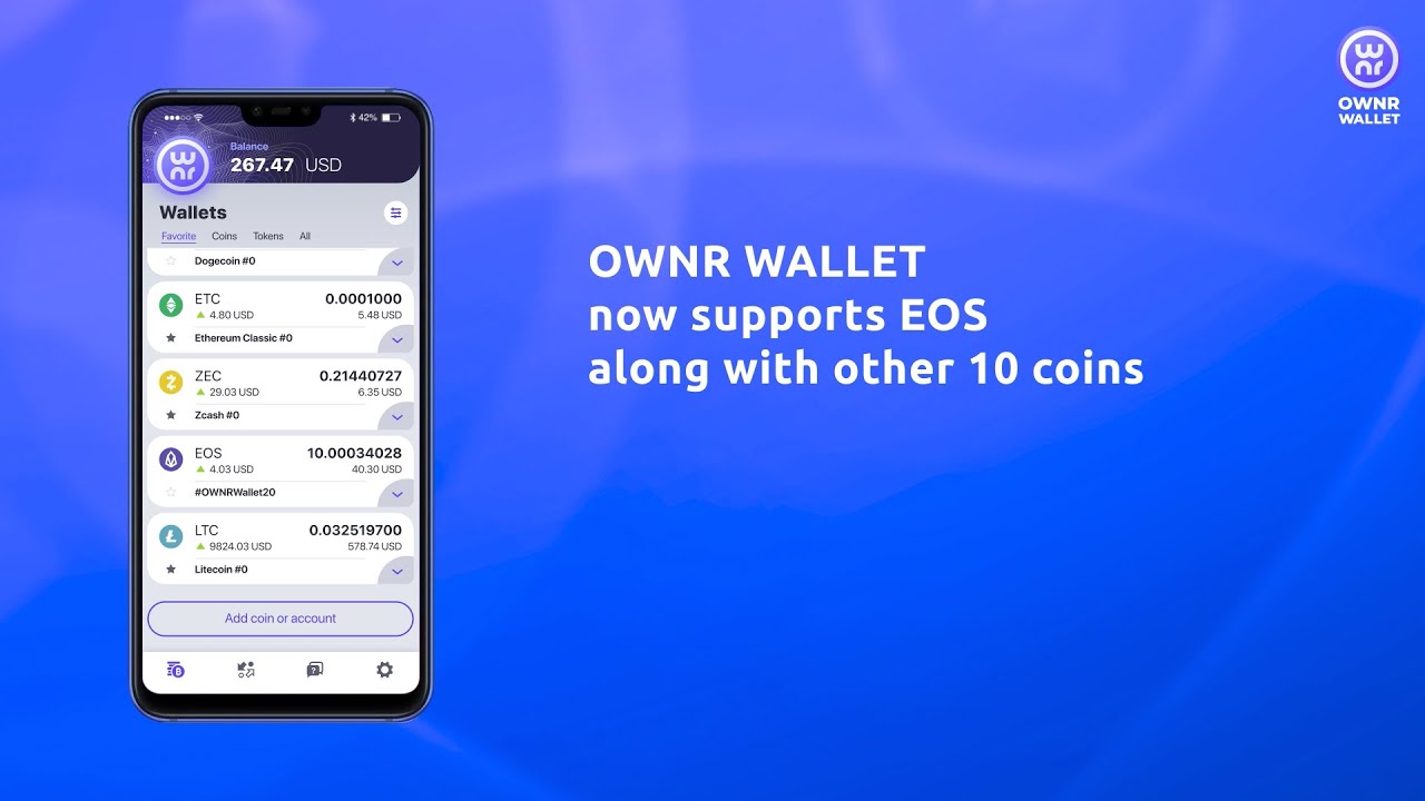 OWNR WALLET now supports EOS blockchain and resources management