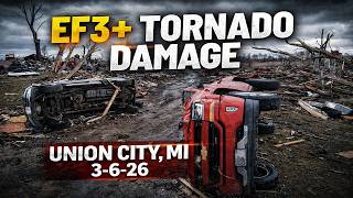 Violent Union City, Michigan Tornado Damage  (3/6/26) | Homes Wiped Away, Cars & Boats Tossed.
