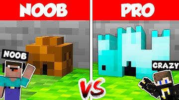 Minecraft NOOB vs PRO: SAFEST TINY HOUSE BUILD CHALLENGE