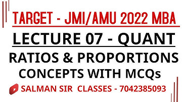 JMI 2022 AMU MBA| Concepts and MCQs on Ratios | Ages MCQ| Comparison of Fractions for DI | JMI22MBA