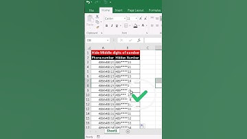 💥How to hide meddle digits of number in excel #excel #shorts