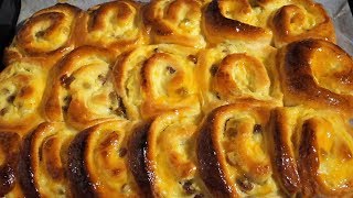 ДРОЖЖЕВОЙ ПИРОГ из булочек с пудингом и изюмом/Buns with pudding and raisins ДРОЖЖЕВОЙ ПИРОГ из булочек с пудингом и изюмом/Buns with pudding and raisins