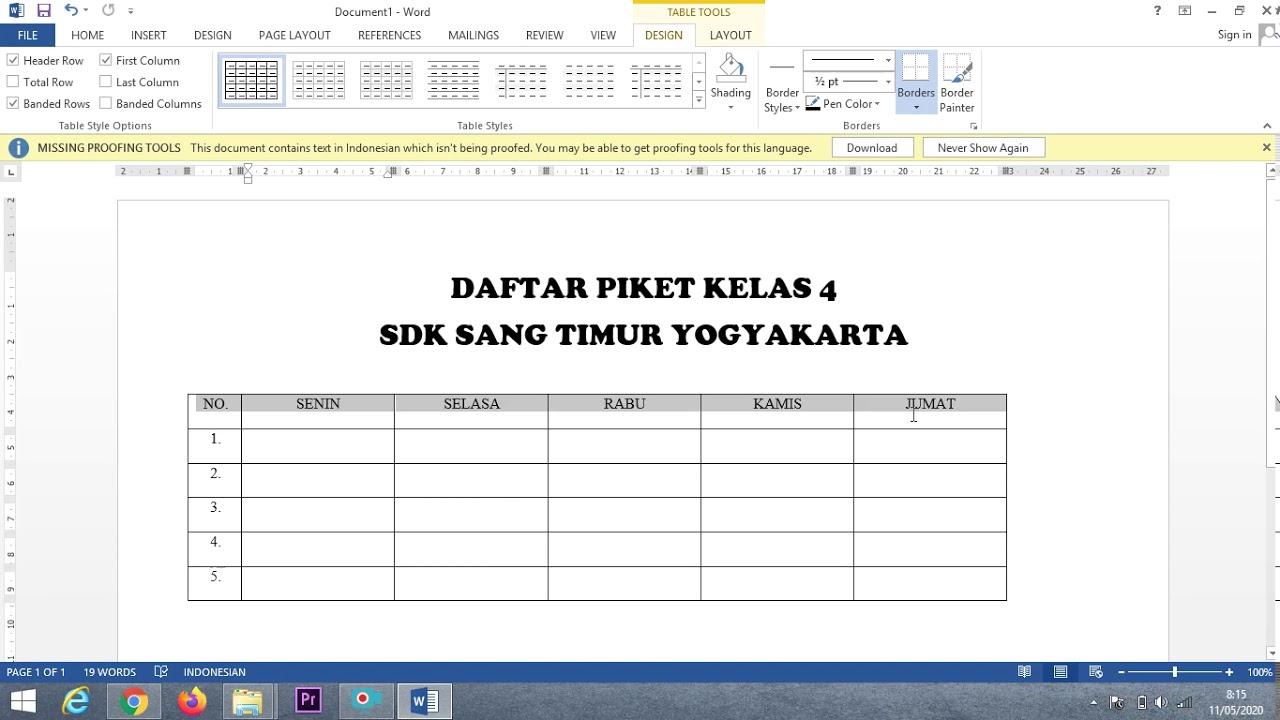  Cara  Membuat  Jadwal Piket dengan MS Word  YouTube