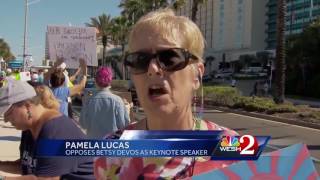 Protests held over Betsy DeVos' speech at B-CU