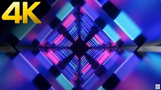 4 hours 4k OLED Square Tunnel Metallic Blue Pink Abstract Mind Relaxing TV background Video loop