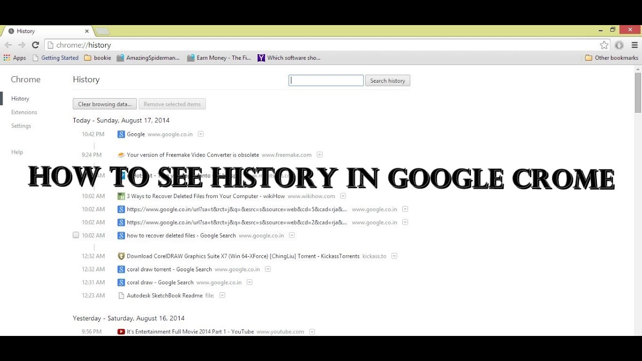 How to check History in Google Chrome YouTube
