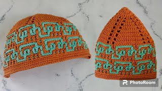 TUTORIAL PECI RAJUT ANAK MOTIF MOZAIK LIKU 9 UNTUK PEMULA PART B | CROCHET PRAYER CAP FOR BEGINNER
