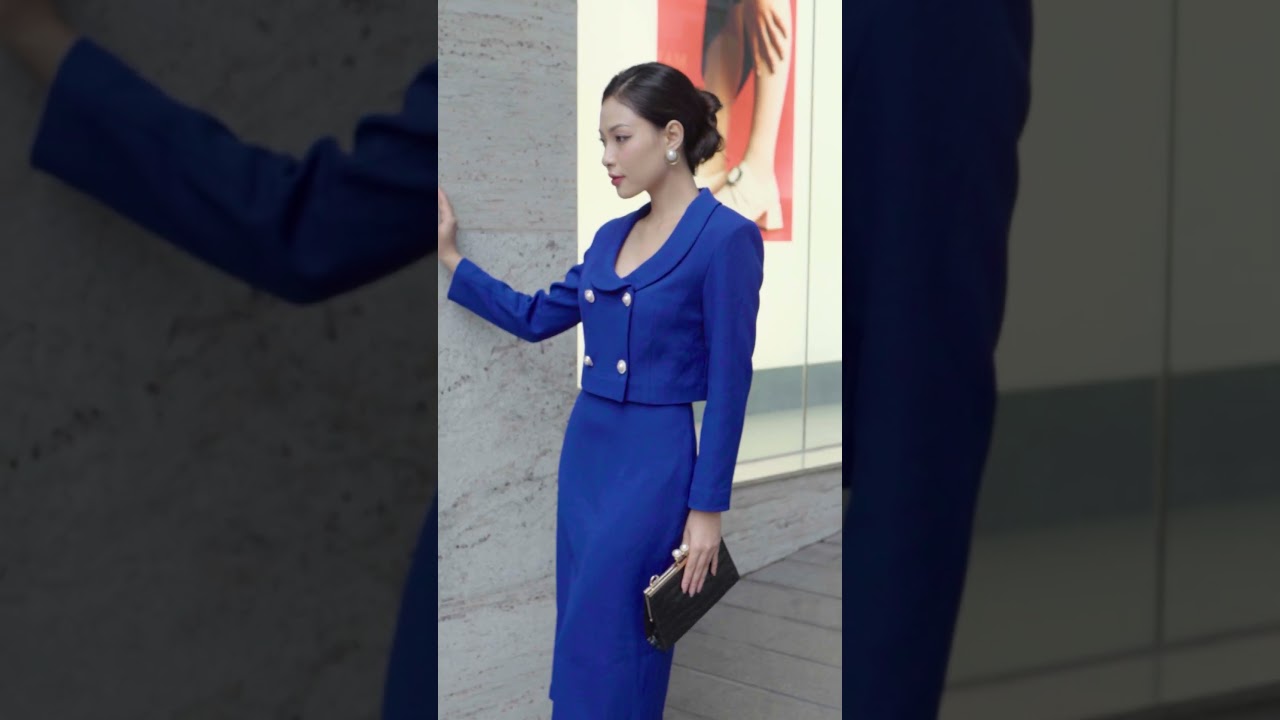 Dark Cobalt Cropped Raw Vest & Dark Cobalt Midi Raw Skirt #fashion #sixdo