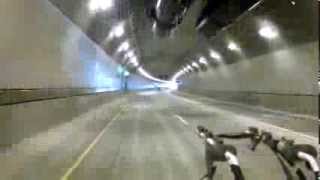 Driving through the new bore of The Caldecott Tunnel, Berkeley Hills, California