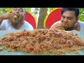 These two giant guy eating about 20 kg chicken lolipop biryani  royal food eating in village