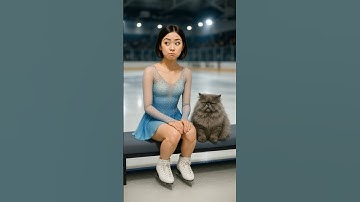 Why is the Persian cat sitting on the bench next to the figure skating queen surprised?  #funycat