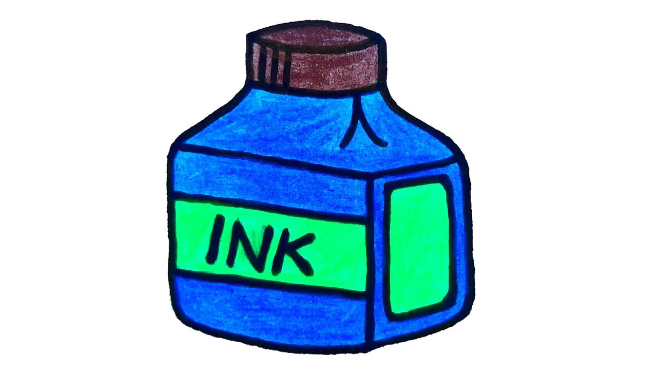 Rainbow gradient line drawing cartoon ink pot Vector Image
