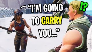 I used my biggest TRYHARD skin and CARRIED kids on Fortnite... (Ren...