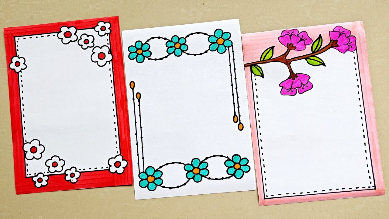 3 Quick and easy design borders for project work|Simple project border ...